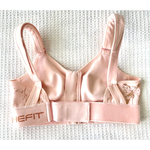 SHEFIT Bra Size Small Flex Sports Blush Pink Zip Adjustable Athletic Wirefree - Picture 5 of 7